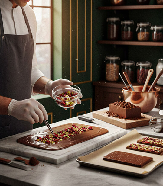 Chocolatier Baltier przy pracy nad czekoladą